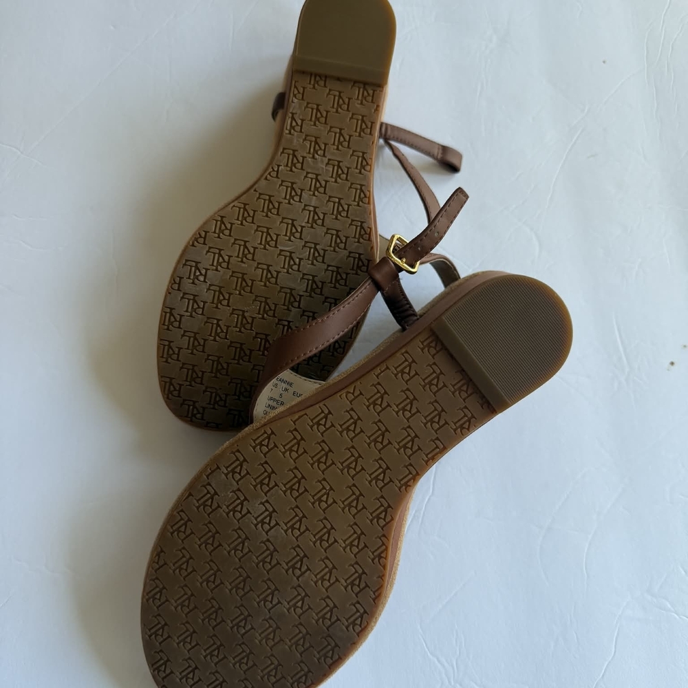 Lauren Ralph Lauren Tan Sandals with Gold Accents Size US 7 , UK 5 , EUR 38 - Picture 7 of 9